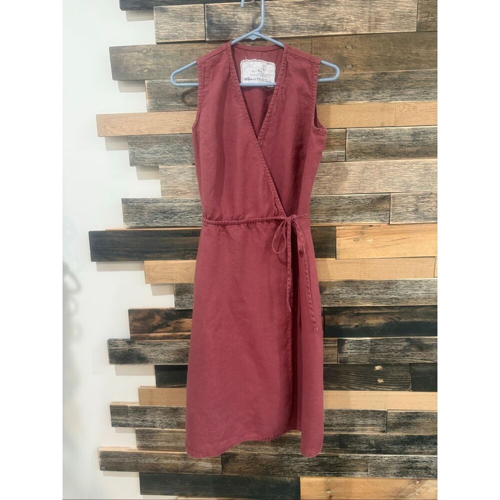 NotPerfectLinen NPL Althea wrap dress in Marsala has discoloration size S/M
